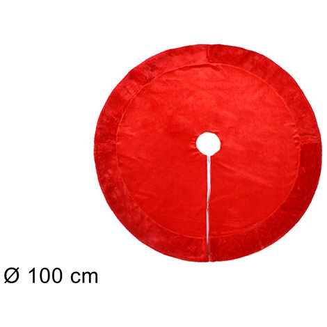 Tappeto Coprialbero di Natale in Velluto Pelliccia Rossa 100 cm