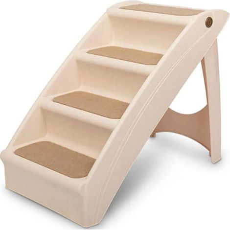 Hundeleiter mit rutschfesten Stufen, faltbar, 38 x 62 x 48 cm, beige