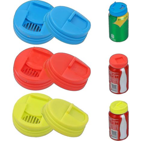Set mit 6 auslaufsicheren, wiederverwendbaren Pressdeckeln für Getränkedosen, für kohlensäurehaltige Getränke. (1/5)