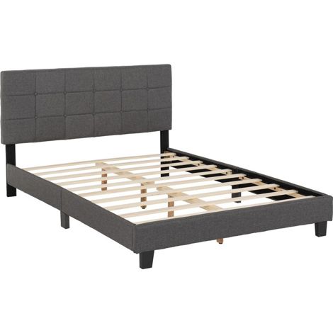 Arran 4 Feet 6 Inches Bed Frame - L204 x W146 x H97 cm - Grey Fabric