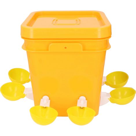 Abreuvoir automatique anti-déversement à remplissage automatique pour volailles (poulets, oiseaux, canards, oies, dindes) - Gobelets jaunes (1/5)