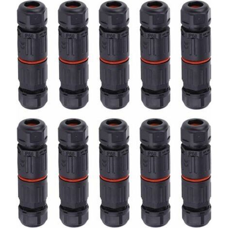 10pcs IP68 Waterproof Straight Connector Junction Box Electrical Wire Cable 3 Pin Outdoor Connector Socket Plug Terminal Block (1/5)