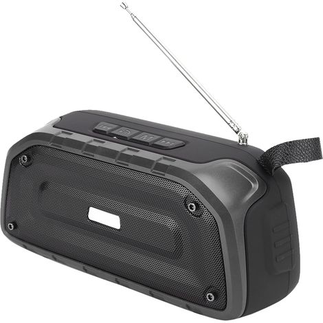Enceinte Bluetooth extérieure à double haut-parleur avec prise jack et boîte vocale, radio FM sans fil, noire (1/5)