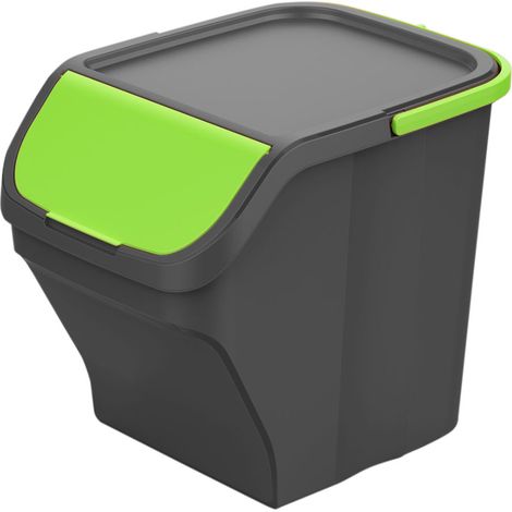 Recyclingbehälter deMondex Stack N' Sort Grün Grau 25 L mit Deckel 40 x 30 x 30 x 34 cm - Marke: Mondex - EAN: 8053687881488
