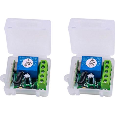 2 récepteurs relais RF 1 canal 12 V CC 433 MHz, télécommande sans fil universelle, module émetteur 433 MHz, kit de bricolage (1/5)