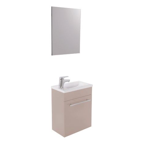 ONDEE ZEN - Lave-mains NINO - avec miroir - 44cm - Taupe - Laqué - Livré en kit