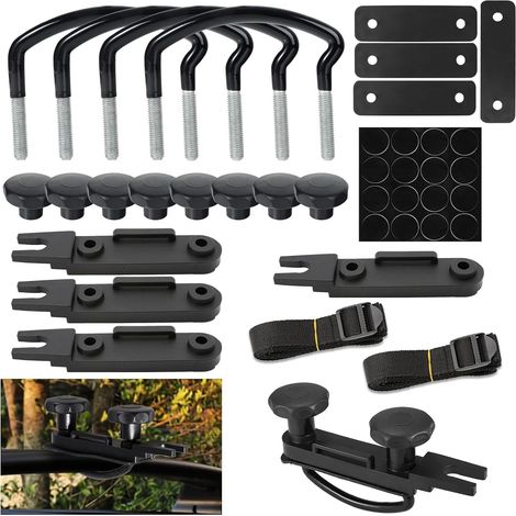 Fixation de Coffre de Toit en U, 4 Jeux de Supports de Coffre de Toit, Supports de Fixation pour Coffre de Toit, avec 8 Ecrous de Blocage, Fixation Coffre De Toit Universelle (1/5)