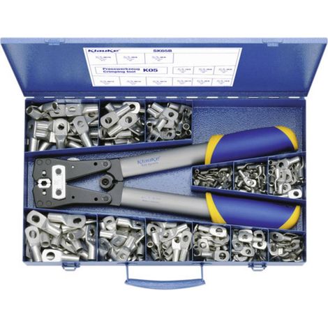 Klauke SK65B Assortimento di capicorda a compressione incl. pinza crimpatrice Sezione Max=50 mm² Non isolato Argento 26