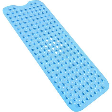 Anti-slip Bath Mat, Extra Long Non-slip Bath Mat, Non-slip Bath Mat, Anti-slip Shower Mat with Suction Cups 100 x 40 cm (Transparent Blue). (1/5)