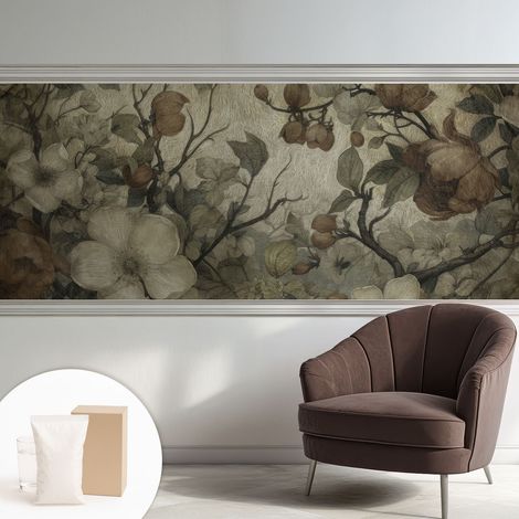 Papier peint intissé décoratif avec colle pour salon chambre et bureau Installation rapide Beauté florale 250x104 cm (1/5)