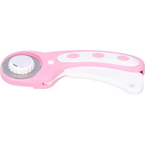 Couteau de coupe rotatif à poignée pression pour patchwork, quilting, couture, bricolage, cuir, rond 45 mm (rose) (1/5)