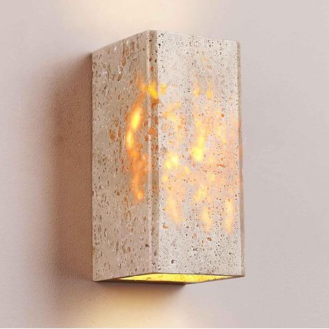 Applique Murale d'Extérieur en Travertin Jaune Naturel - LED 9W pour Couloir d'Entrée d'Escalier - Lampe Décorative Rétro (1/5)