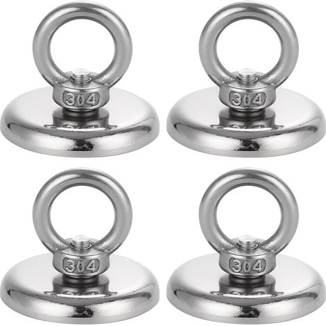 4 imanes potentes, 50 kg, diámetro supergrande de 42 mm, imán de neodimio para pesca, superpotente, superfuerte, para la industria y la ciencia, pesca magnética y garaje (1/5)