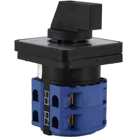 Interrupteur rotatif momentané en plastique, 2 pôles, 3 positions, 660 V CA, 25 A, bleu et noir (1/5)