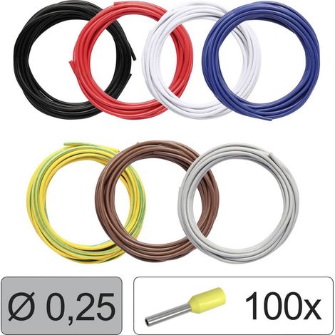 Quadrios 25CW111 Filo singolo LiFY 0.25 mm² Nero, Rosso, Bianco, Blu, Giallo-Verde, Marrone, Grigio 1 KIT