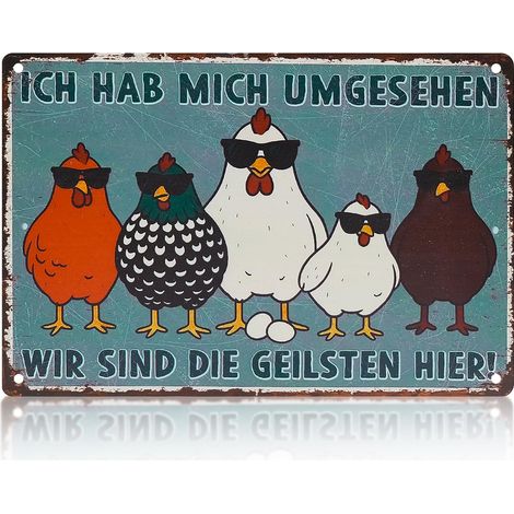 Plaque en tôle rétro en métal vintage - Décoration amusante pour poulailler, cour, jardin, cuisine, décoration murale - En métal - 20 x 30 cm (1/5)