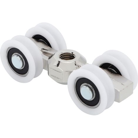 Rodillos para puertas correderas – Juego de 4 ruedas de acero inoxidable con rodamientos de bolas, carga máxima 40 kg, compatibles con muebles y armarios.