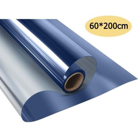 Film Miroir Fenêtre, 60 200cm sans Tain à Sens Unique Auto-Adhésif Protection de Solaire Anti 99% UV Anti Regard,Bleu (1/3)