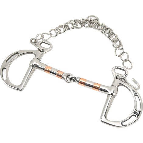 Mors de cheval en acier inoxydable et cuivre avec anneaux en D et chaînette pour un canon de 125 mm (1/5)