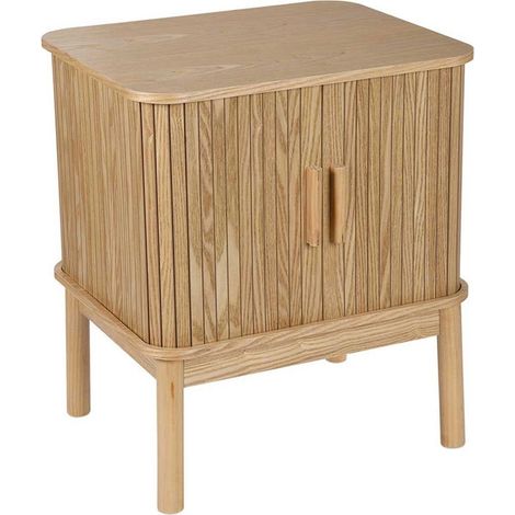Table de chevet en bois naturel portes coulissantes - bois naturel clair (1/4)