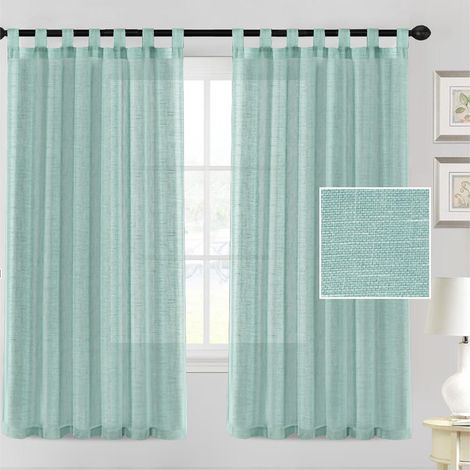 Rideaux semi-voilés effet lin pour salon ou chambre – Lot de 2, rideaux à système coulissant (160 x 132 cm) (1/5)