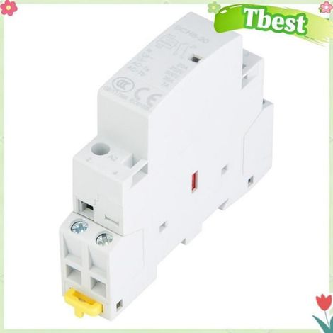Tbest Contacteur AC domestique sur rail DIN Contacteur AC domestique 2P 20A Montage sur rail DIN 1NO 1NC (24V) outillage selecteur (1/4)