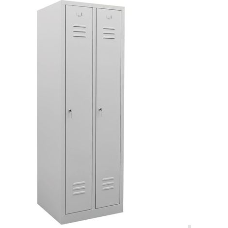 Armoire-vestiaire STIER, 2 compartiments, 1 800x590x500 mm, gris clair (1/4)
