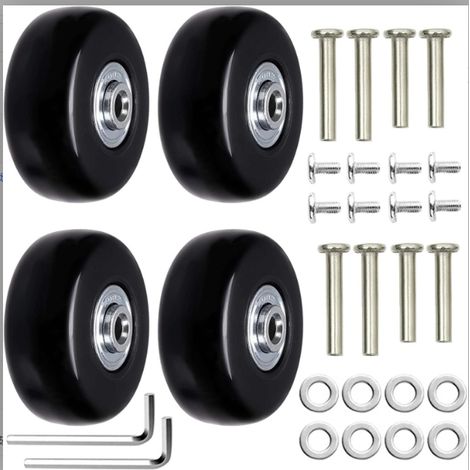 Roues De Valise - 45 mm x 18 mm - Universelles Pour Bagages - Avec Axes 30 mm Et 36 mm - Lot De 4