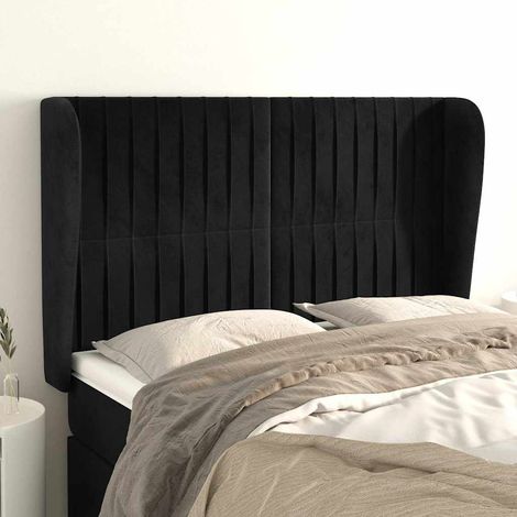 vidaXL Cabecero con orejas de terciopelo negro 147x23x118/128 cm (1/5)