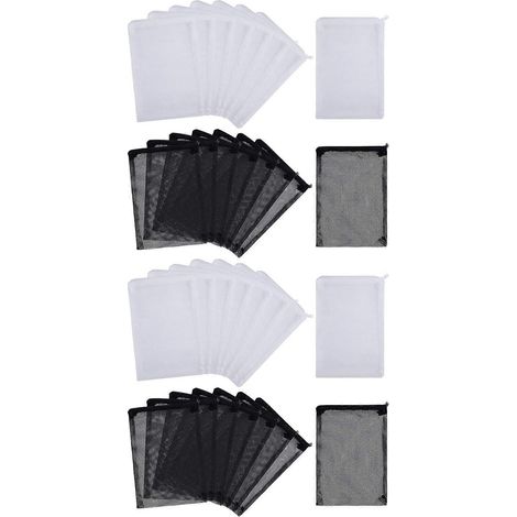 Lot de 32 sacs filtrants en maille pour aquarium, en nylon, avec fermeture éclair (compatibles avec le charbon actif granulaire, les bio-balles, etc.) (1/5)