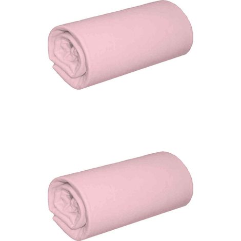Lot de 2 draps housses jersey rose thé bonnet 30 cm 100% coton biologique 90x200 (1/3)