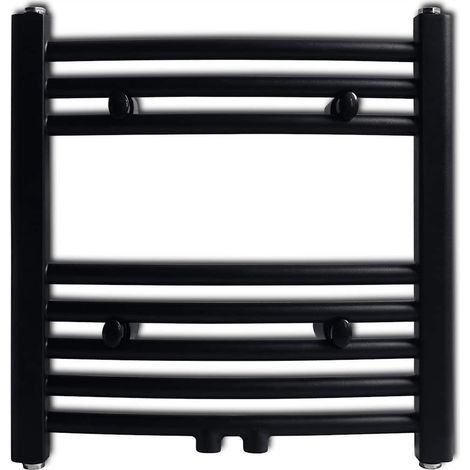 vidaXL Radiador toallero de baño curvo negro 480x480 mm (1/2)