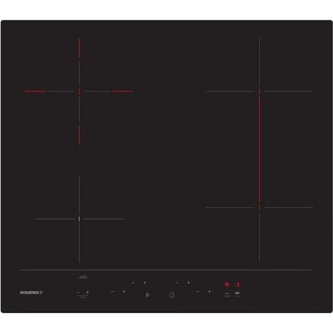 Rosieres – Plaque vitrocéramique 4 foyers 59cm – Commande tactile – Écran intégré – Puissance 6500W – RH64DBCP2