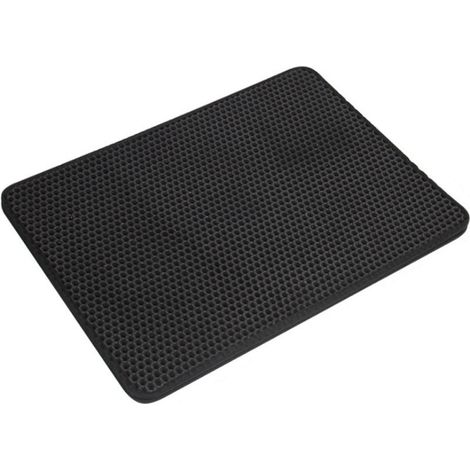 Tapis antidérapant litière chat double couche nid d'abeille, résistant eau/urine