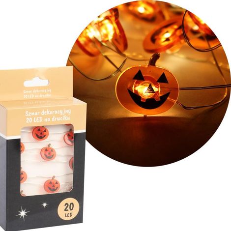 Luci decorative a LED a forma di zucca su filo flessibile, alimentate a batteria (1/5)