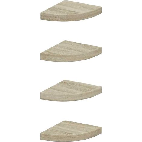 Scaffali Angolari a Parete  Mensola da Parete 4 pz Rovere 25x25x3,8 cm in MDF (1/5)