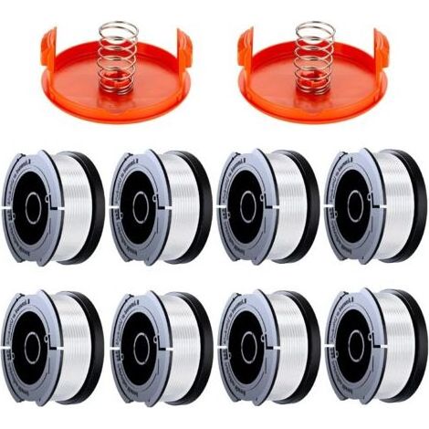 10 Pack Bobine Fil Coupe Bordure Compatible avec Black et Decker Coupe Bordures, A6481 A6485 1.65mm Bobine de Fil Debroussailleuse(8 Fil Coupe Bordure,2 Couvercle,2 Ressort) (1/5)
