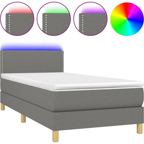 Maison Exclusive - Cama box spring con colchón y LED tela gris os (1/5)