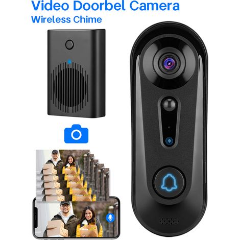 Intelligente WLAN-HD-Videotürklingel mit Gegensprechfunktion – Drahtlose Überwachungskamera mit PIR-Bewegungserkennung, Infrarot-Nachtsicht und Benachrichtigung auf dem Mobilgerät – Ideal für Haus, Wo