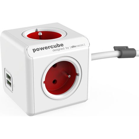 Intérieur 4AC Outlet(s) 1.5m Rouge, Blanc multiprise - Multiprises (Intérieur, 1,5 m, 4 Sortie(s) CA, Type E (FR), Rouge, Blanc)