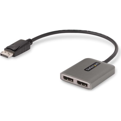 StarTech.com Hub MST de 2 Puertos DisplayPort - Splitter Multiplicador DP a 2 Puertos DP - Adaptador Multiplicador Multimonitor DP 1.4 - Cable de 30cm - Alimentado por USB - Windows