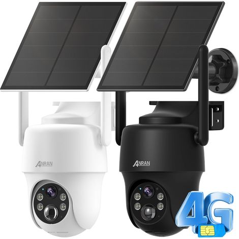 ANRAN Cámara de Vigilancia Solar Exterior 4G (3G/4G LTE) – Tarjeta SIM & Tarjeta SD 32GB Compatible, Visión nocturna a Color, Detección Humana, 2K 3MP, Audio Bidireccional, Proyectores G1, Negro + Bla (1/5)