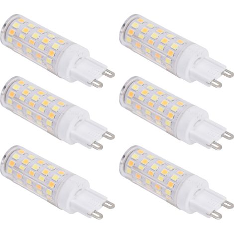 Lot de 6 ampoules LED G9 9W 85-265V, petites ampoules pour plafonnier et applique murale (3 couleurs d'éclairage) pour la maison (1/5)