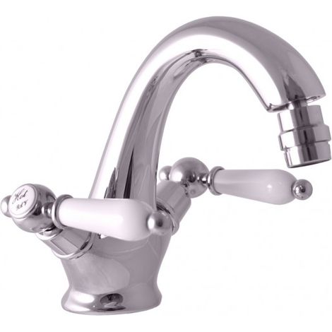 Mélangeur lavabo rétro MORAVA laiton chromé avec pop-up (1/5)