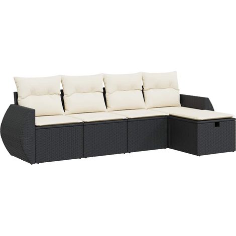 Maison Exclusive - Set de muebles de jardín 5 pzas y cojines ratá (1/5)