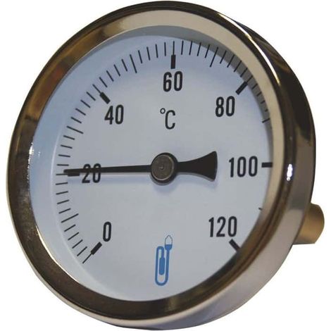Bimetall-Tauchthermometer axial - 15x21 - Zifferblatt Ø63mm, Sonde lang 40mm - 0 bis 120°C