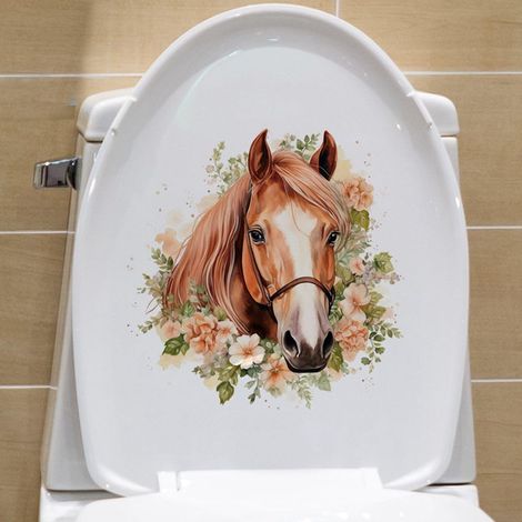 Autocollant mural tête de cheval 27 cm pour abattant de WC cuisine, salle de bain, meubles, porte, réfrigérateur (1/3)