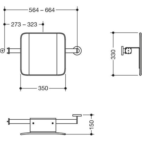 HEWI 900.51.90860 CV dossier (BS), S. 900, T : 150, gauche mur,