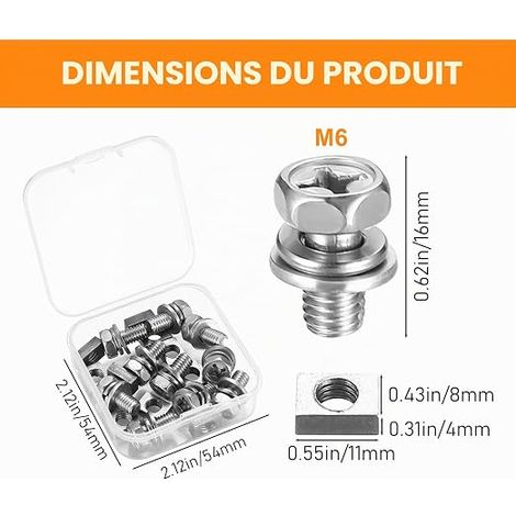 Batterie moto avec écrous et vis pour 10 jeux de bornes, vis de bricolage (1/4)