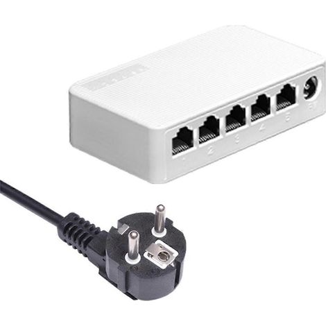 Commutateur Ethernet 5 ports 100 Mbps Mini commutateur portable Hub RJ45 Prise UE-- (1/5)